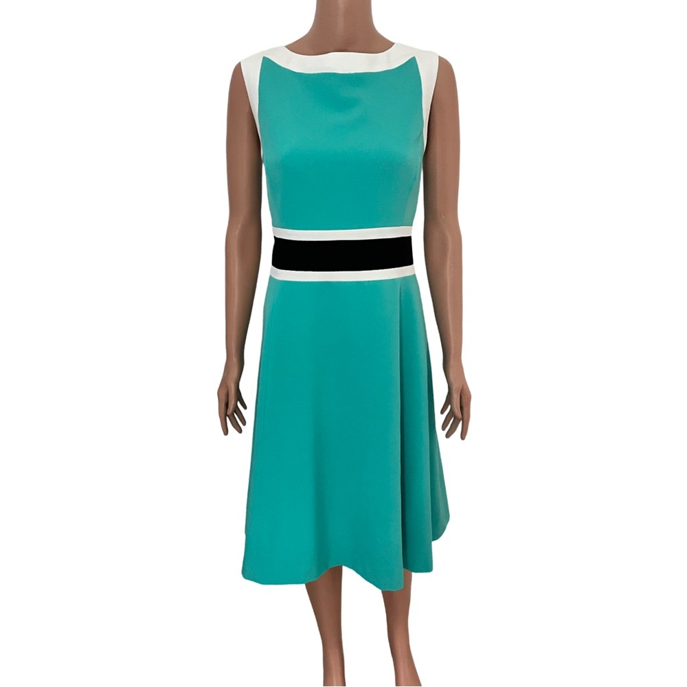 Blue fit and flare dress by Black Label by Evan Picone.